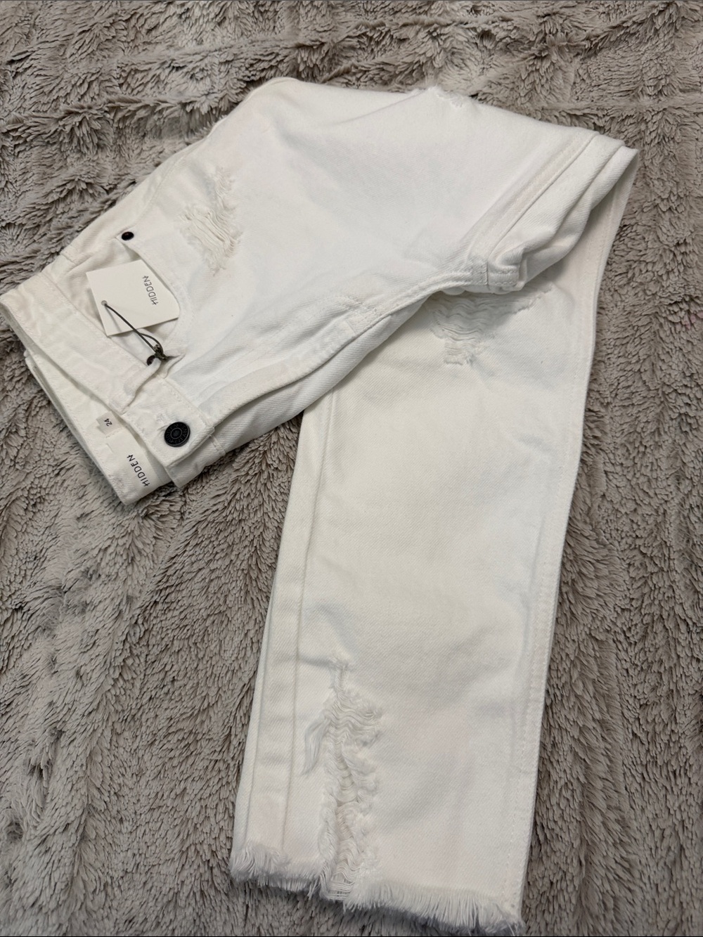 Noa Noa White Distressed Ankle Jeans